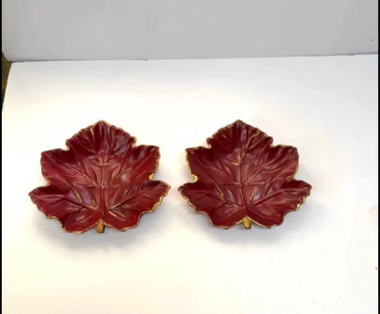 Handmade burgundy Maple Leaf Trinket Dish - photo 3