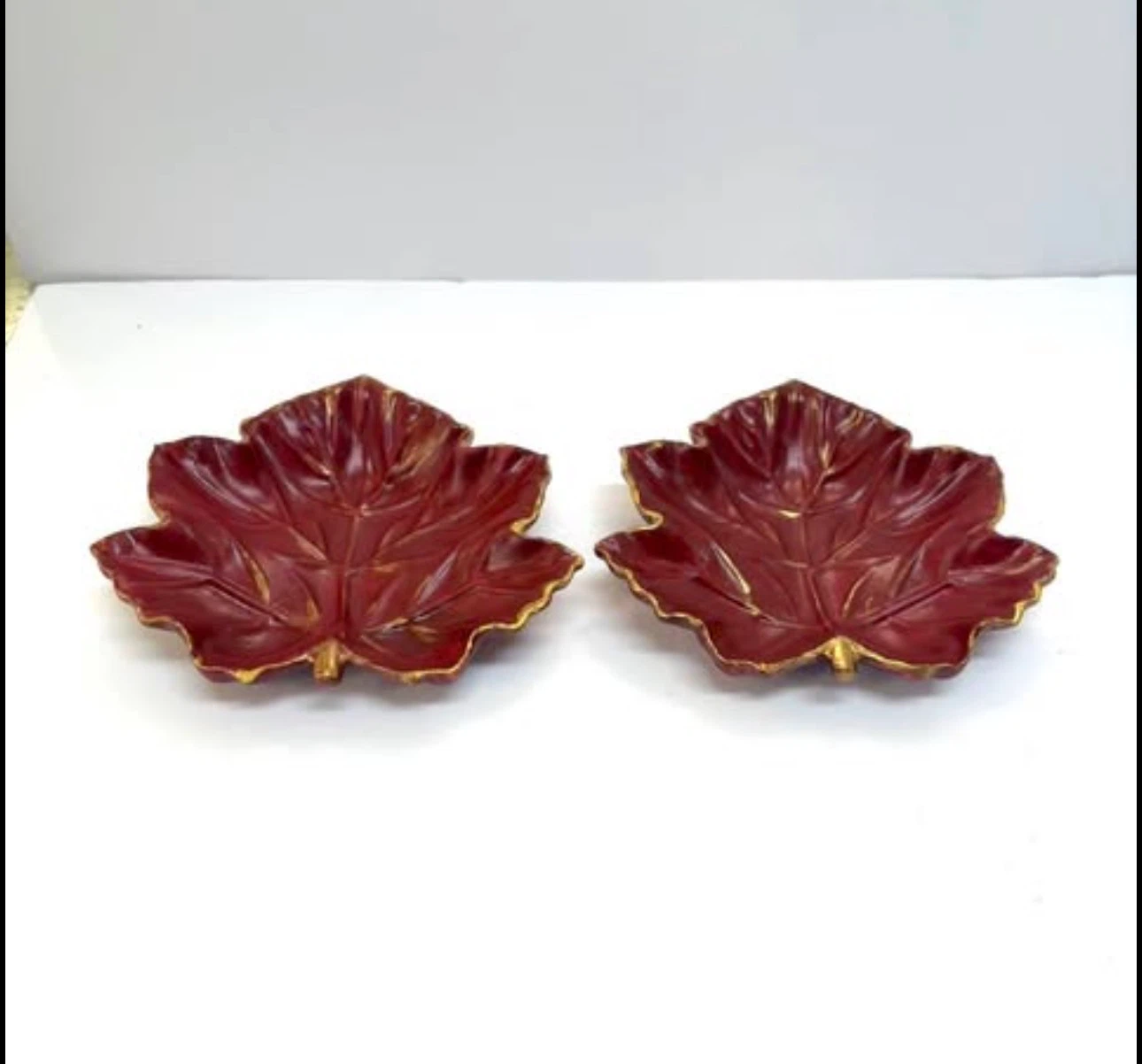 Handmade burgundy Maple Leaf Trinket Dish - photo 4