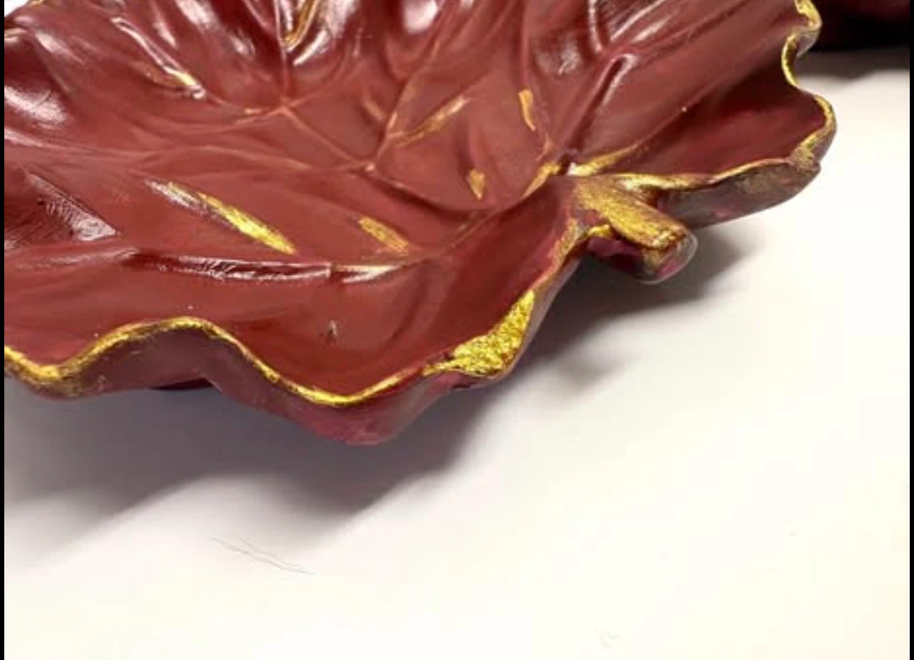 Handmade burgundy Maple Leaf Trinket Dish - photo 5