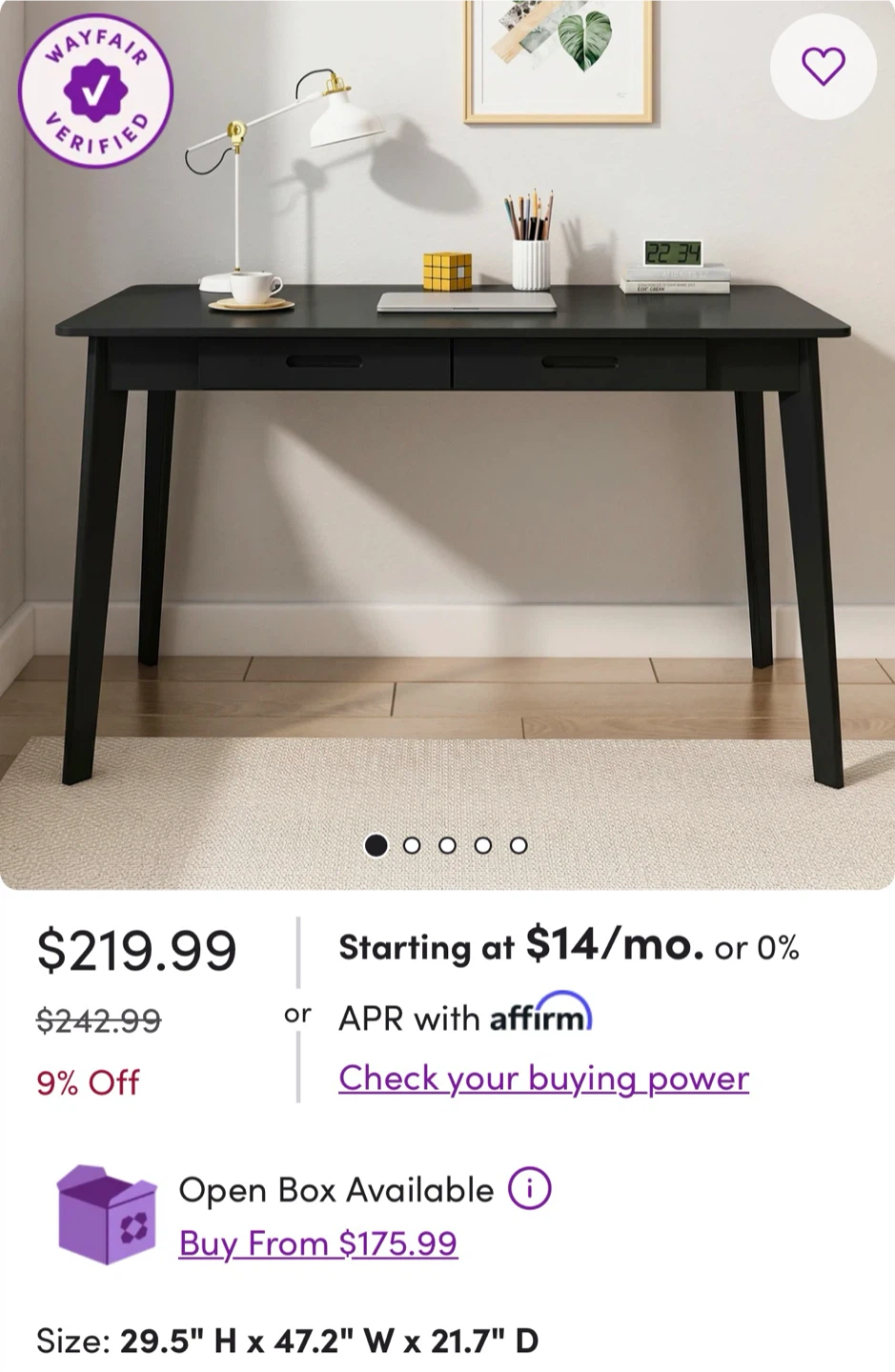 Black Desk with Drawers