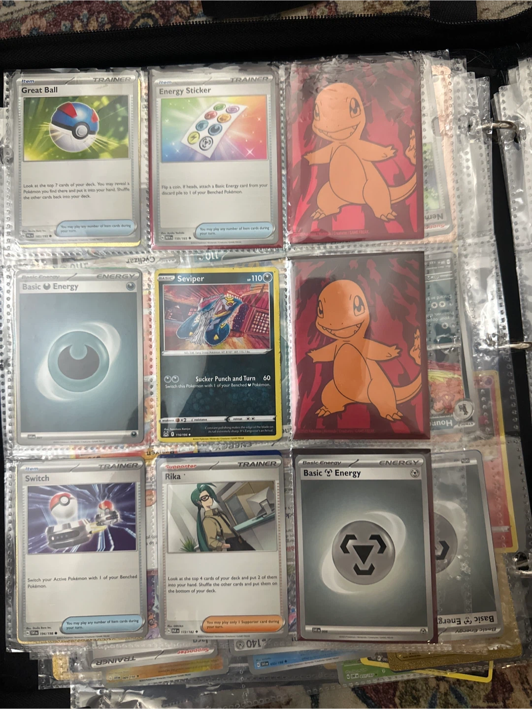 Pokemon Trading Card Binder with Pikachu Charizard Design