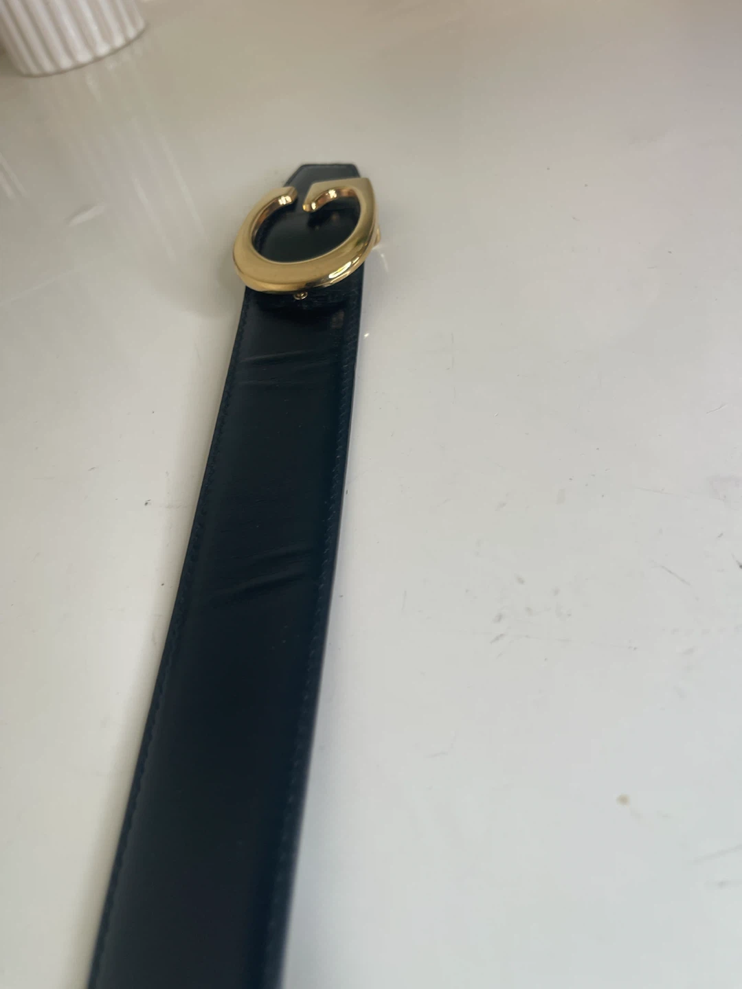 Gucci Black Leather Belt with Gold G Buckle - photo 4