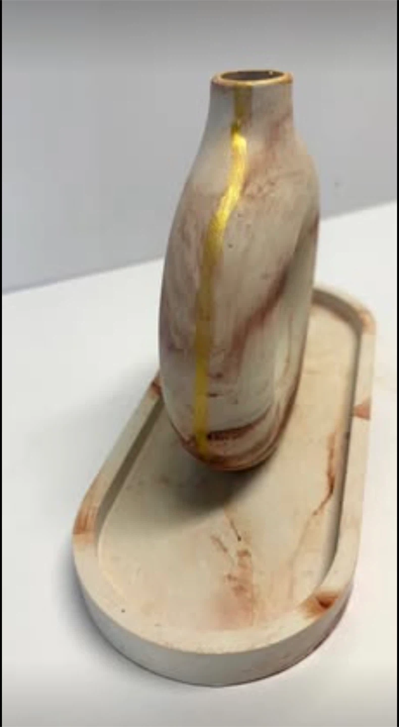 Handmade marble Donut Vase and Tray Set - photo 4
