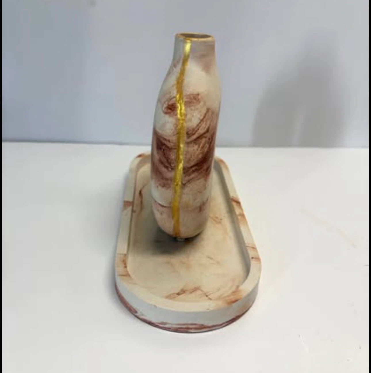 Handmade marble Donut Vase and Tray Set - photo 5
