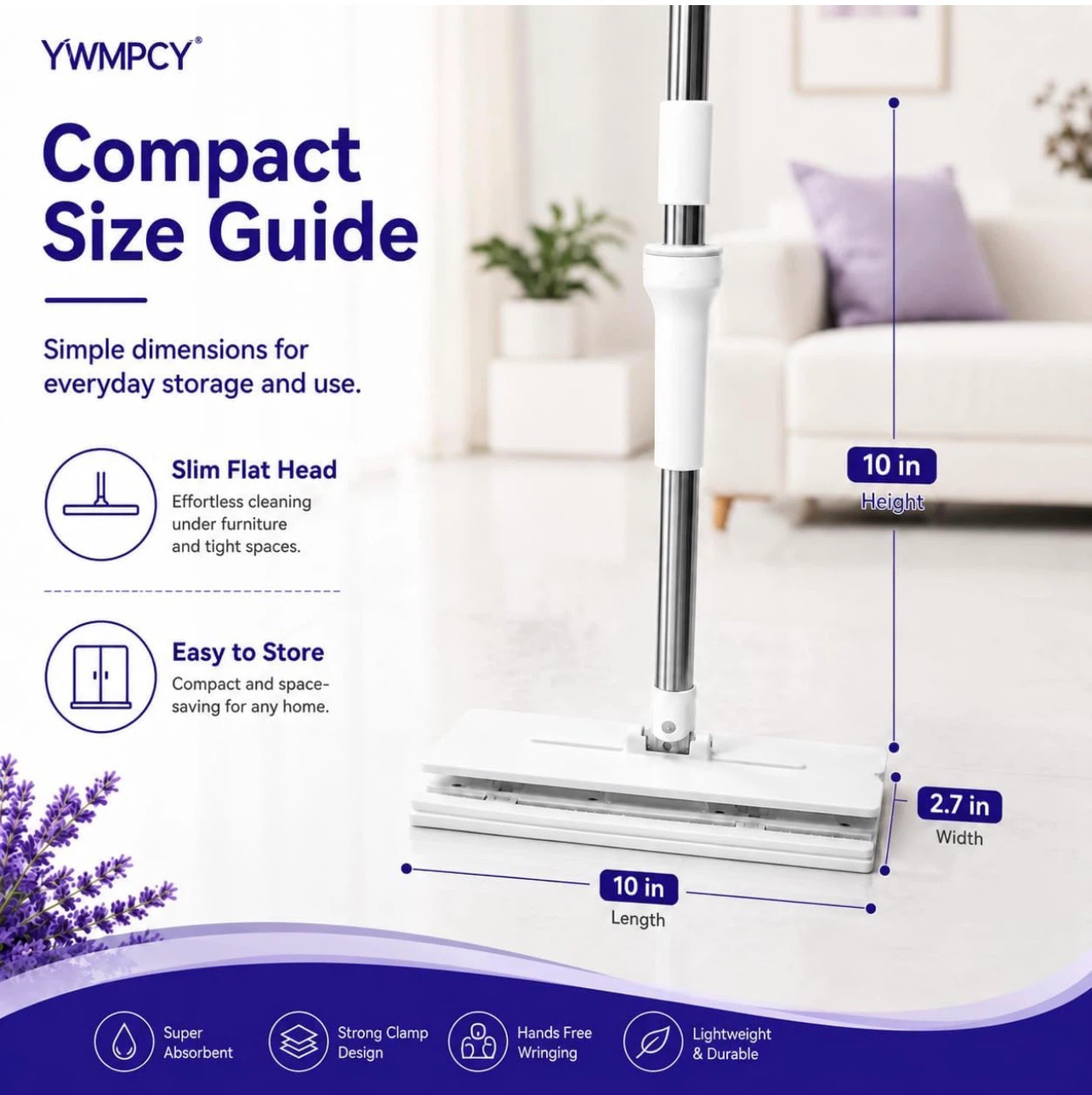 Hands Free Flat Mop with 30 Disposable Mops - photo 2