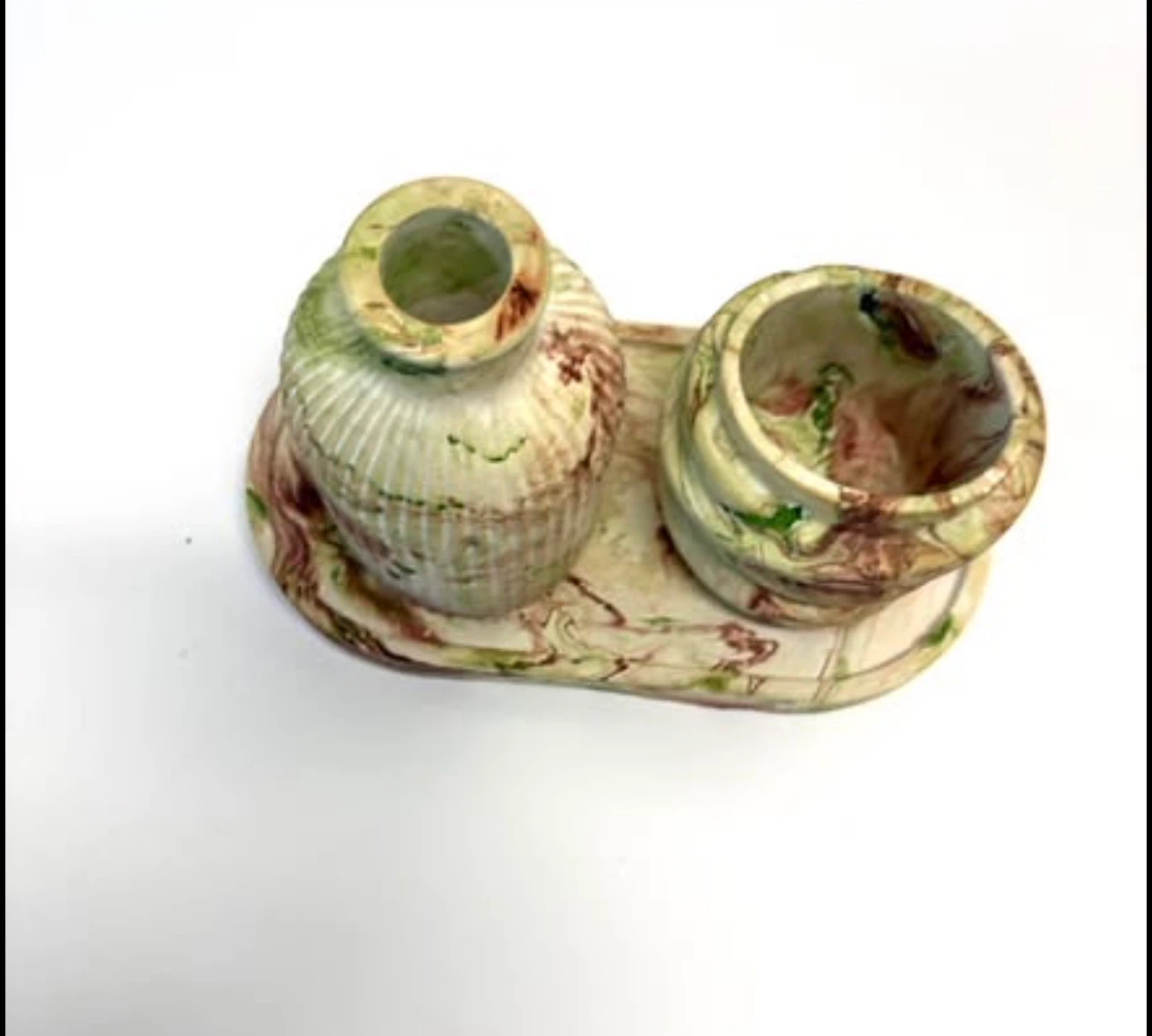 Handmade marble tray set with Trinket Box and Vase - photo 2