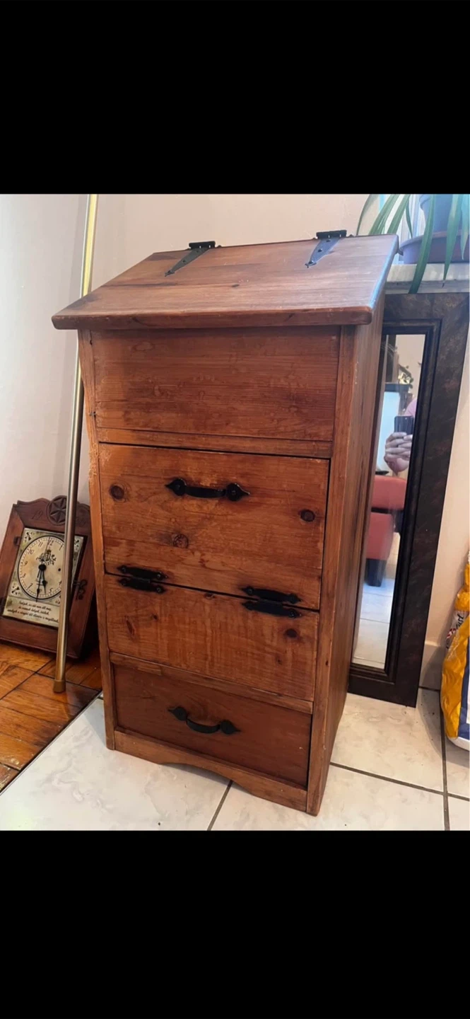Vintage Wooden Kitchen Potato Cabinet with Drawers