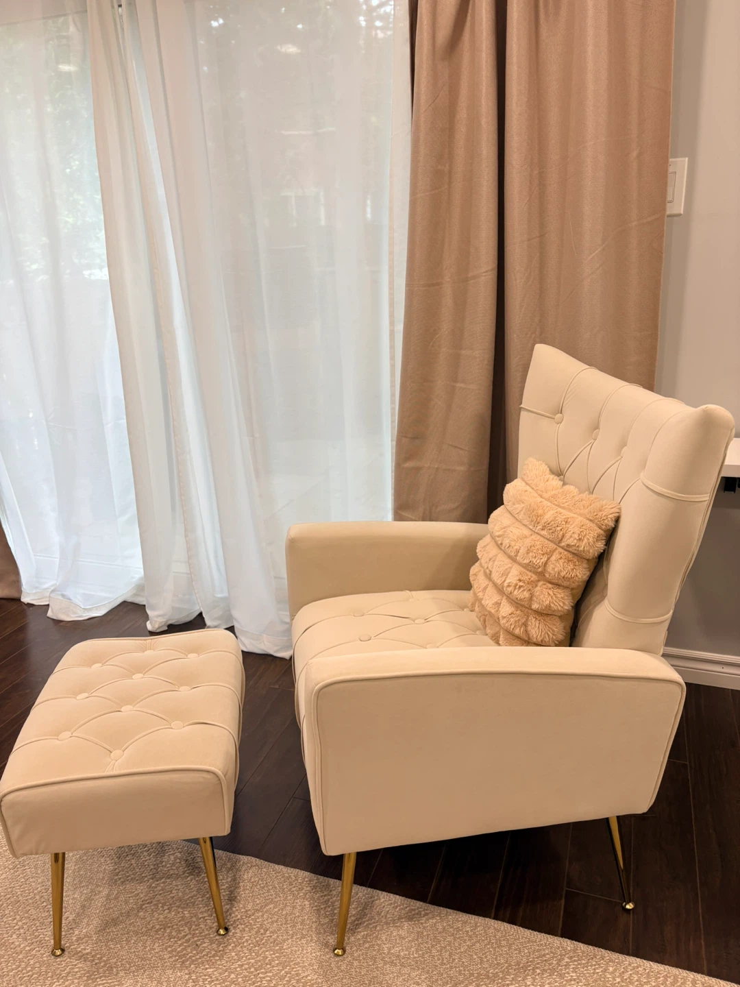 Tufted Accent Chair and Ottoman Set - photo 2