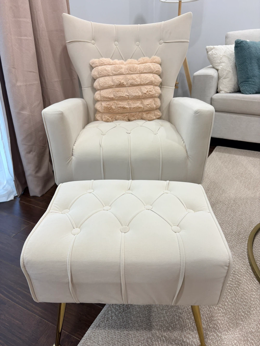 Tufted Accent Chair and Ottoman Set