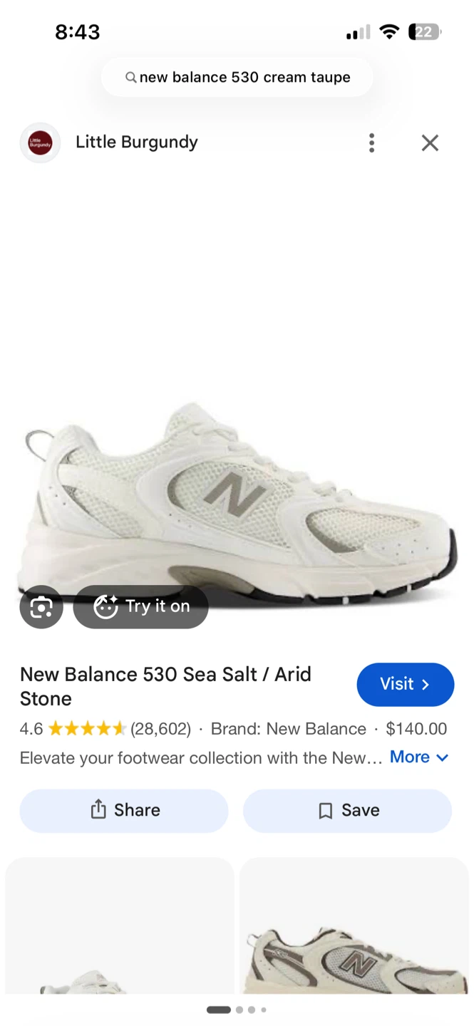 New Balance 530 Sneakers - size 5.5 - Cream Taupe
