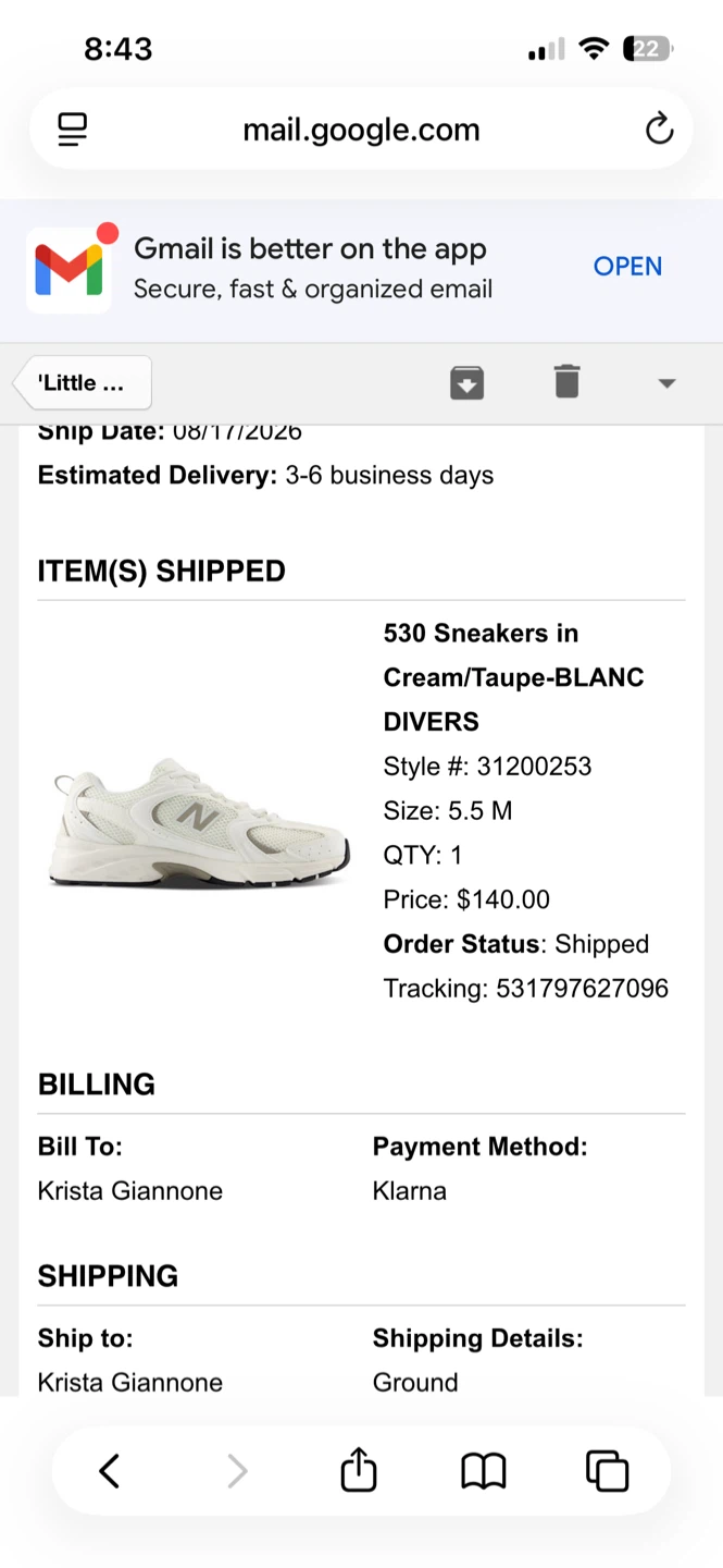 New Balance 530 Sneakers - size 5.5 - Cream Taupe - photo 2