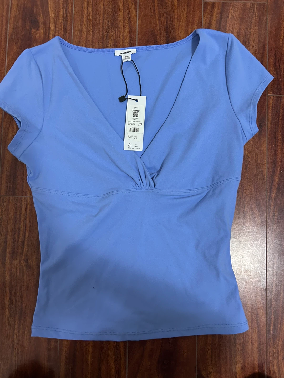 Garage "Sleek Crossover Tee" Periwinkle Blue Top