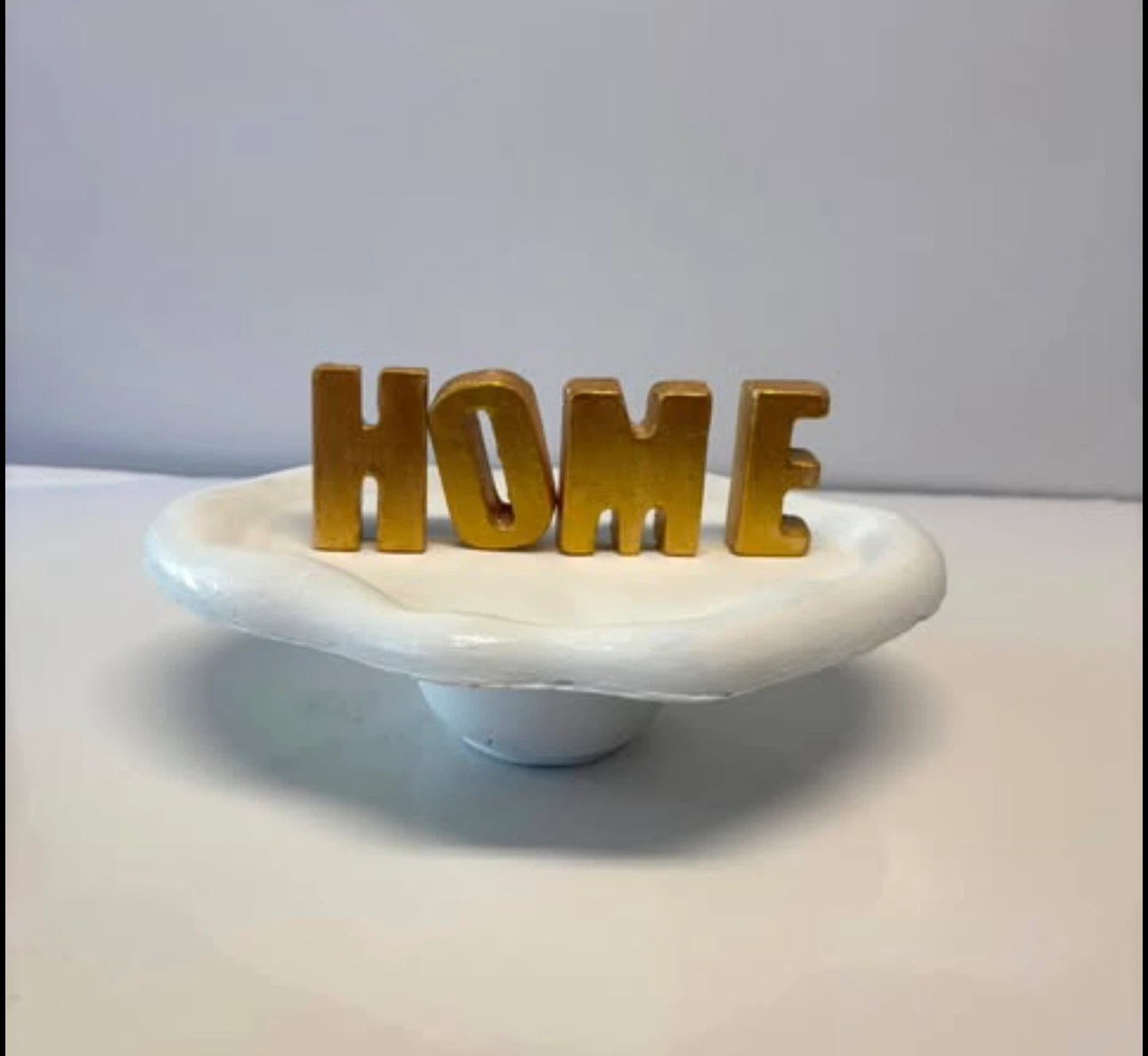 Handmade HOME Tray Stand | white & Gold | trinket dish