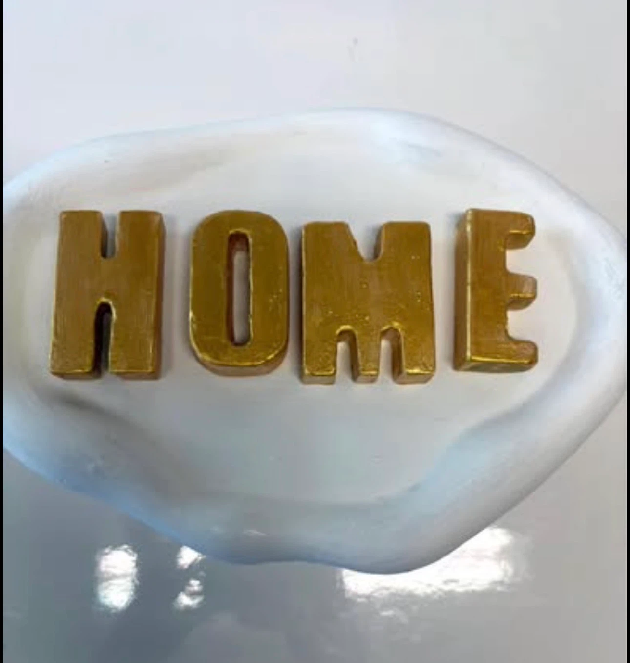 Handmade HOME Tray Stand | white & Gold | trinket dish - photo 2