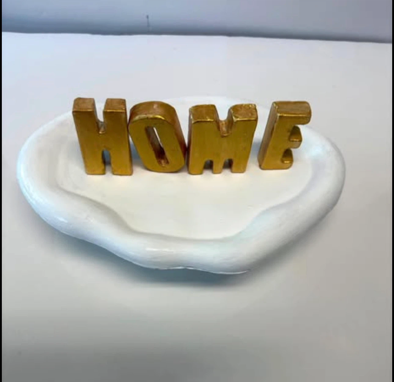 Handmade HOME Tray Stand | white & Gold | trinket dish - photo 3