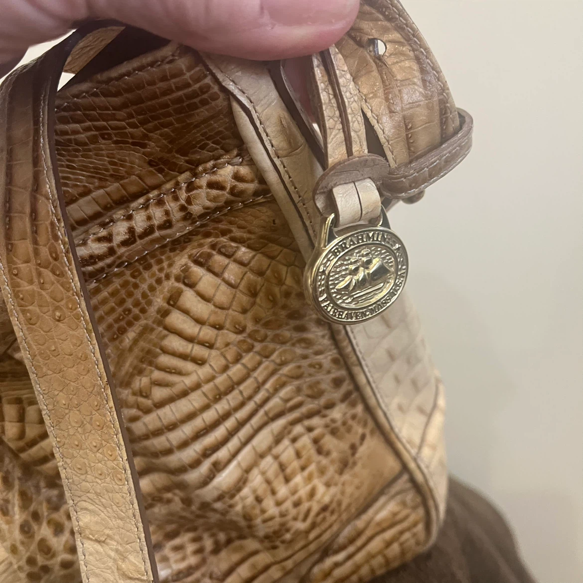Brahmin Croc Embossed Leather Shoulder Bag - photo 2