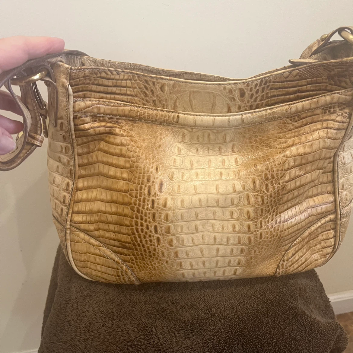 Brahmin Croc Embossed Leather Shoulder Bag - photo 3
