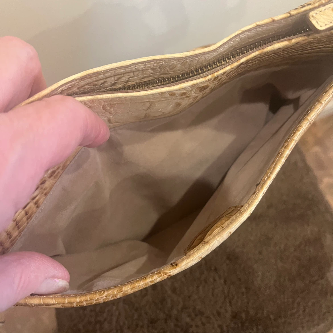 Brahmin Croc Embossed Leather Shoulder Bag - photo 5