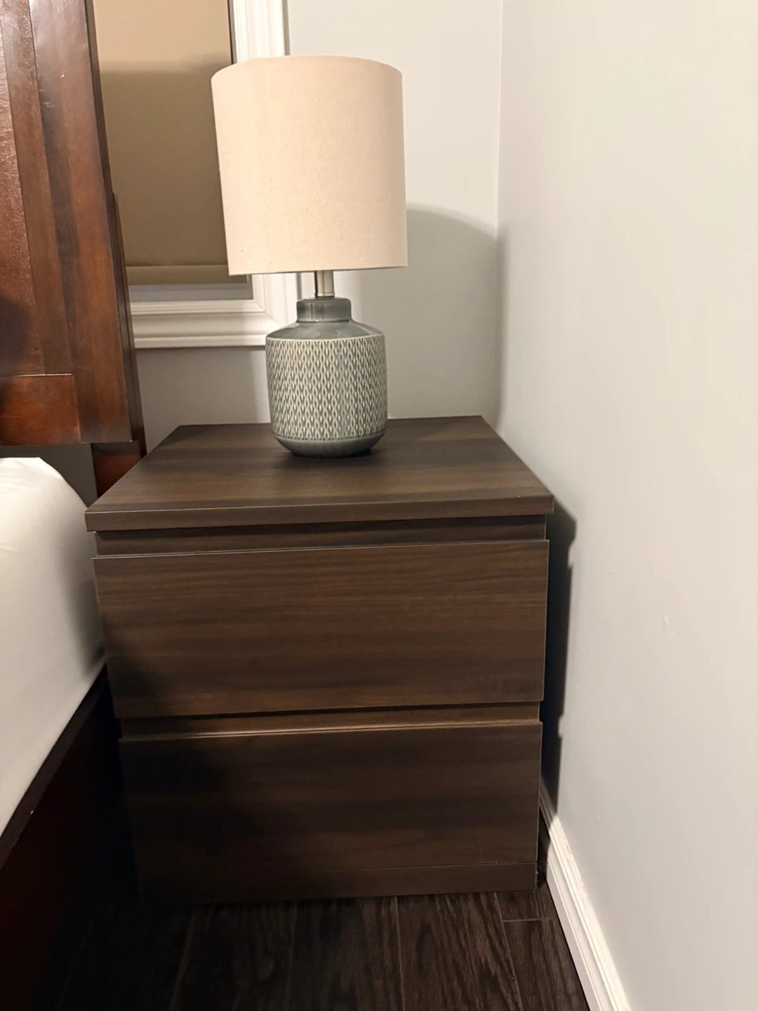 2 pcs Dark Brown 2-Drawer Nightstand - photo 2
