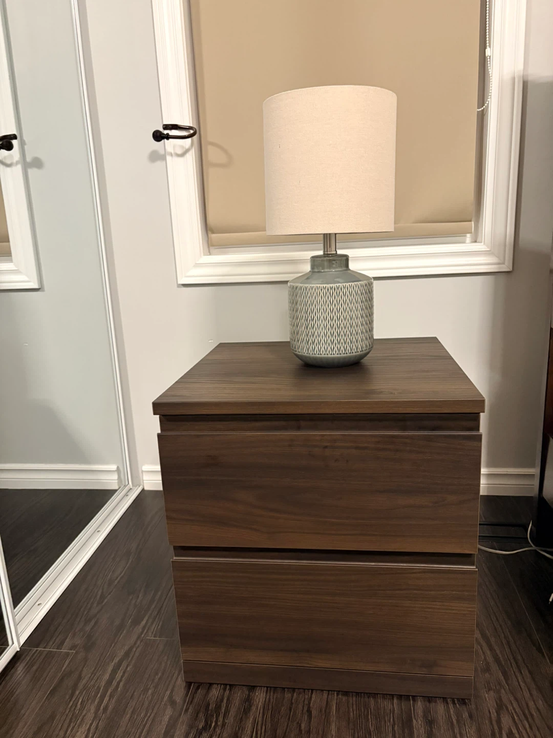 2 pcs Dark Brown 2-Drawer Nightstand