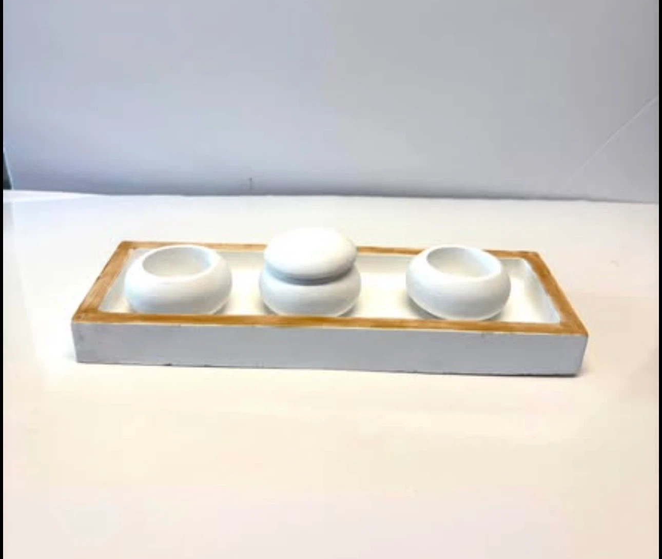 Handmade tray with 3 trinket boxes