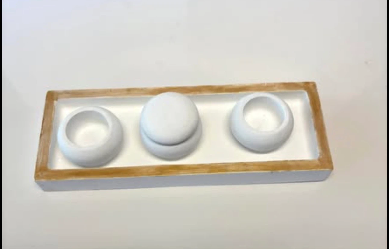 Handmade tray with 3 trinket boxes - photo 2