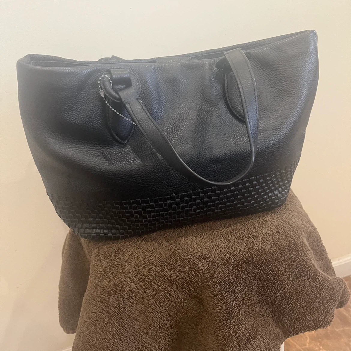 Colin Haan Black Woven Leather Tote Bag