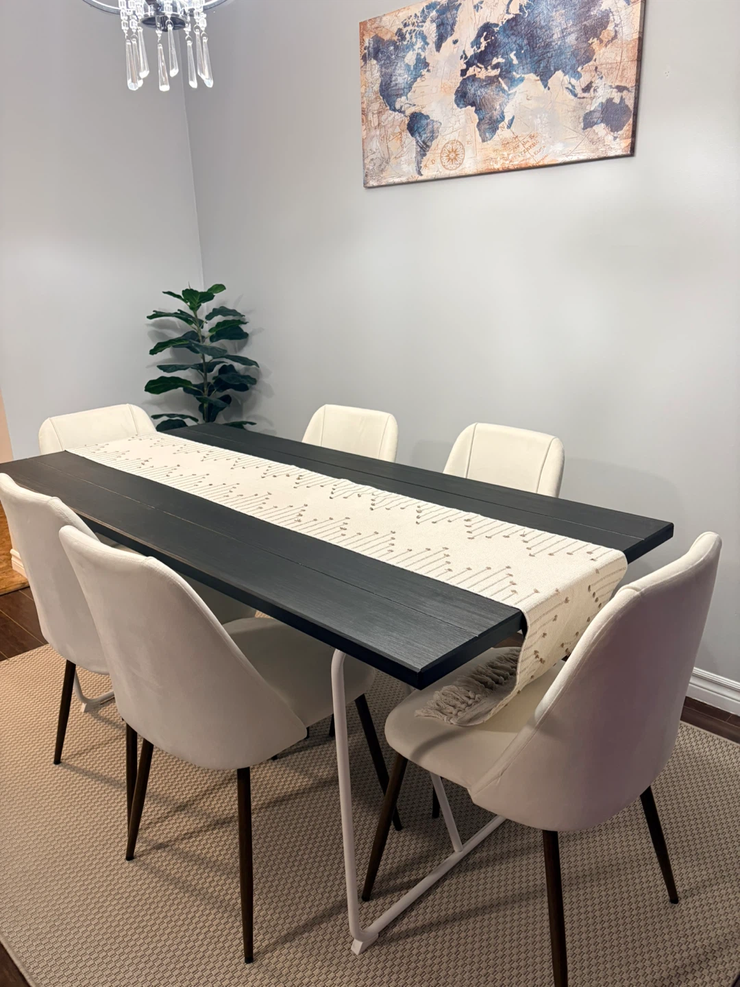 Black Dining Table with Beige Chairs - photo 2