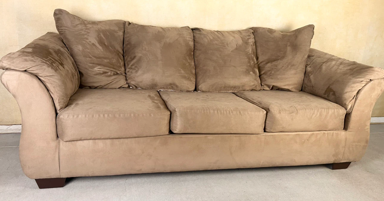DELIVERY AVAILABLE! LIGHT BROWN MICROFIBER SOFA SET FOR $400! - photo 2