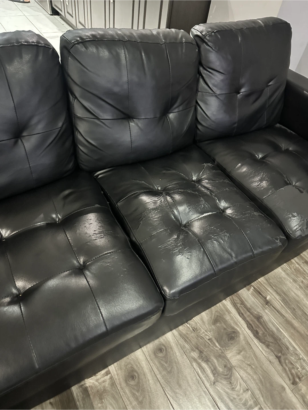 Black Faux Leather Sectional Sofa - photo 5