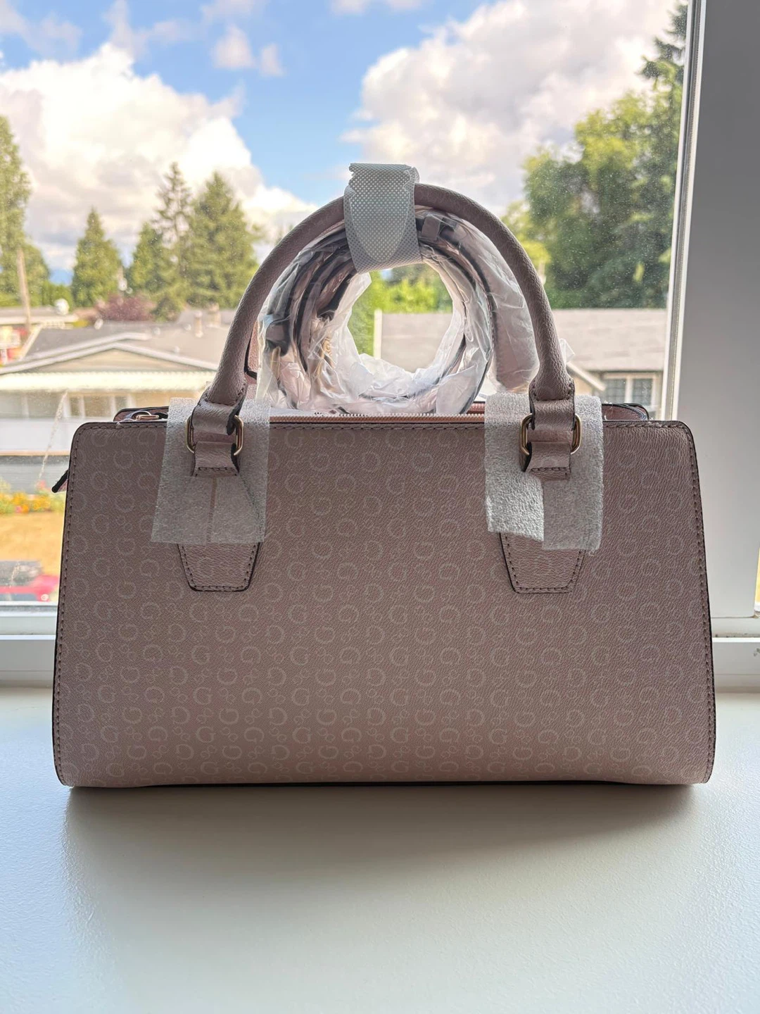 Guess Satchel Handbag Pink Logo Print - photo 2
