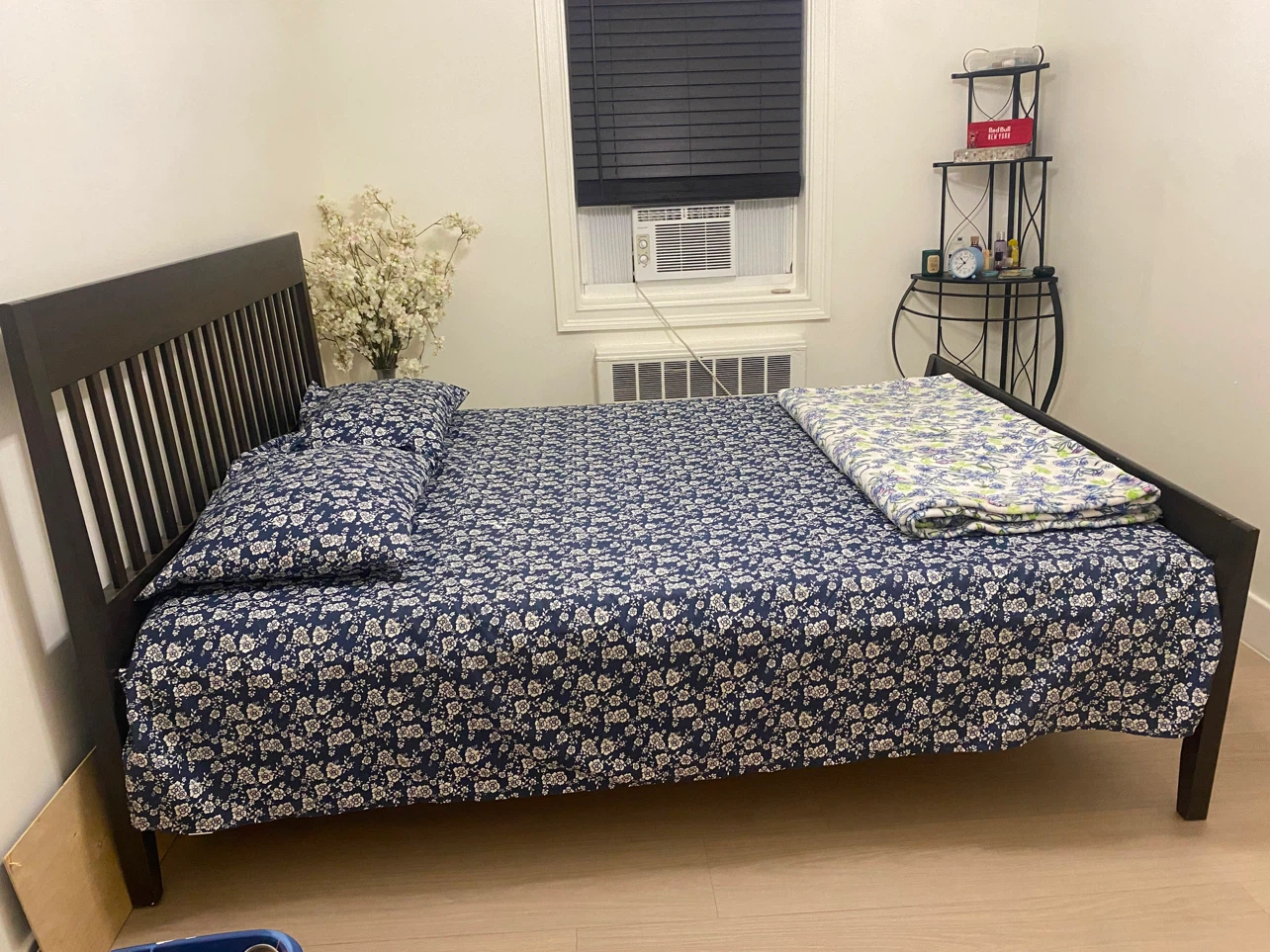 Dark Wood Slat Headboard Bed Frame