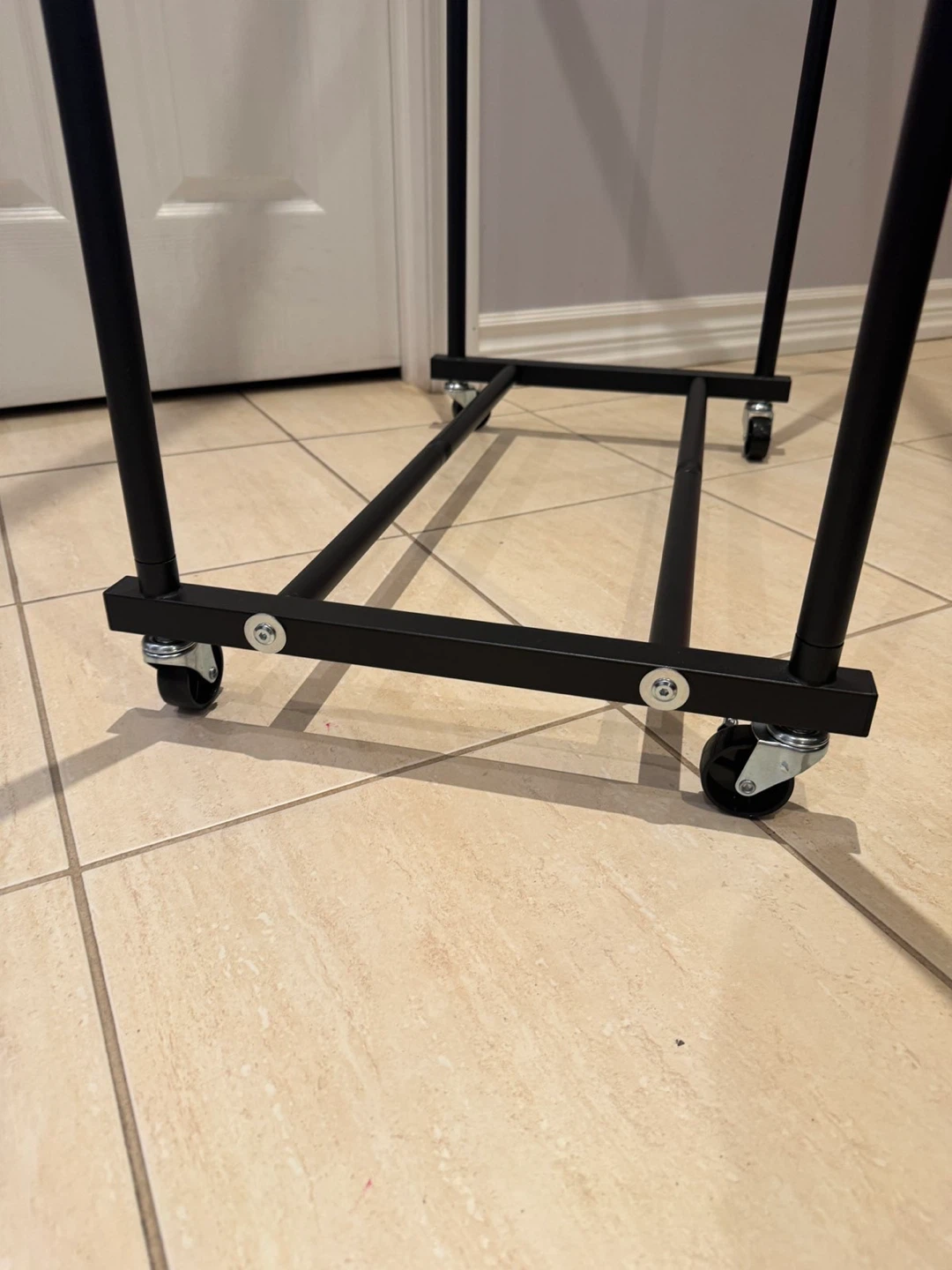 Black Metal Double Garment Rack with Wheels - photo 3
