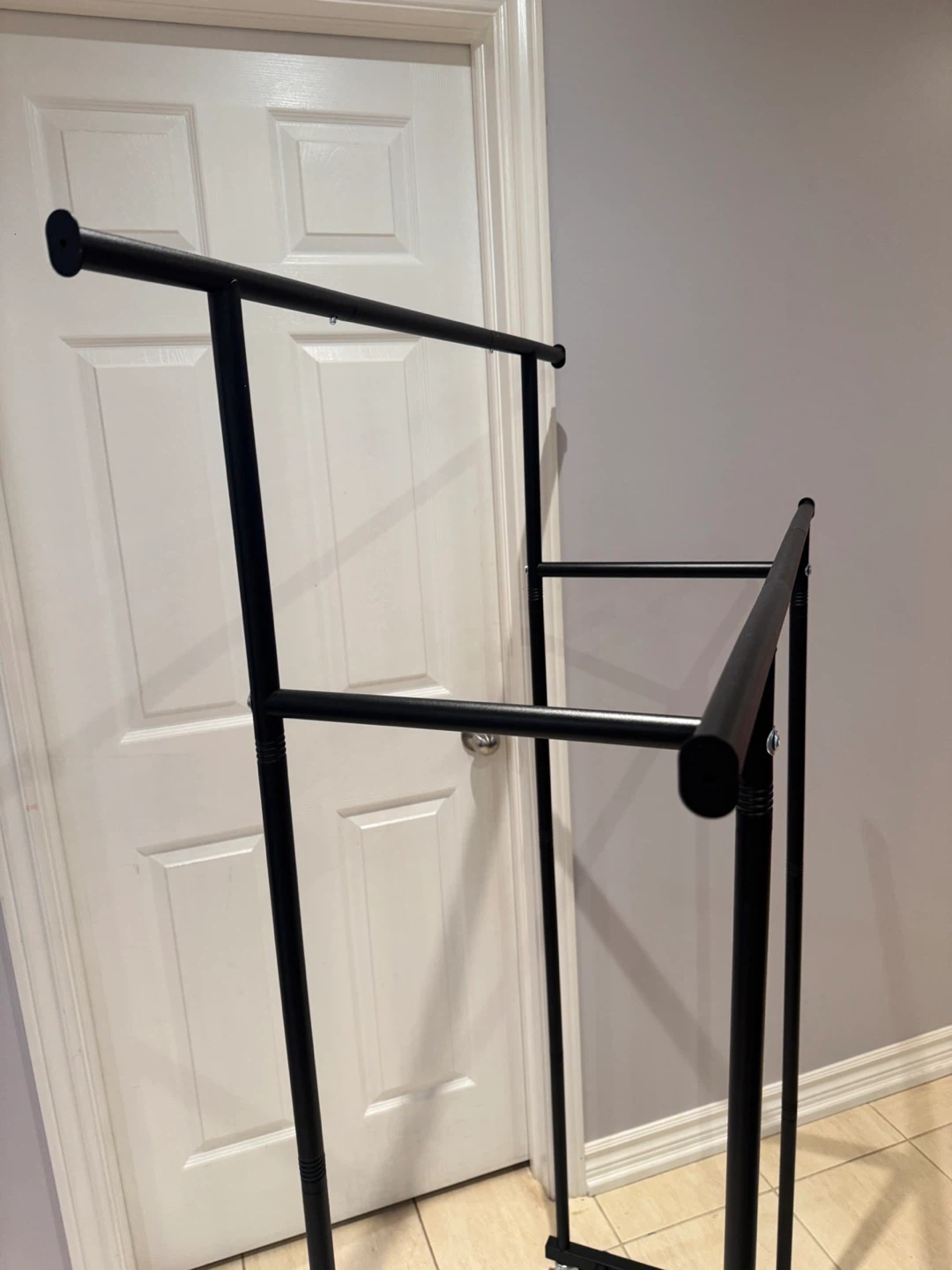 Black Metal Double Garment Rack with Wheels - photo 4