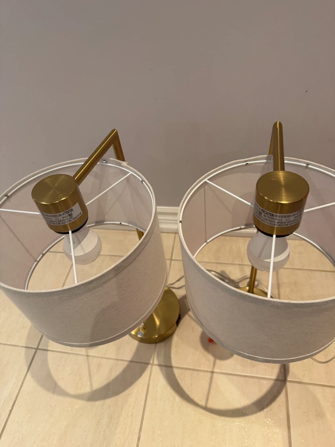 Pair of Gold Desk Lamps with USB Ports - photo 2