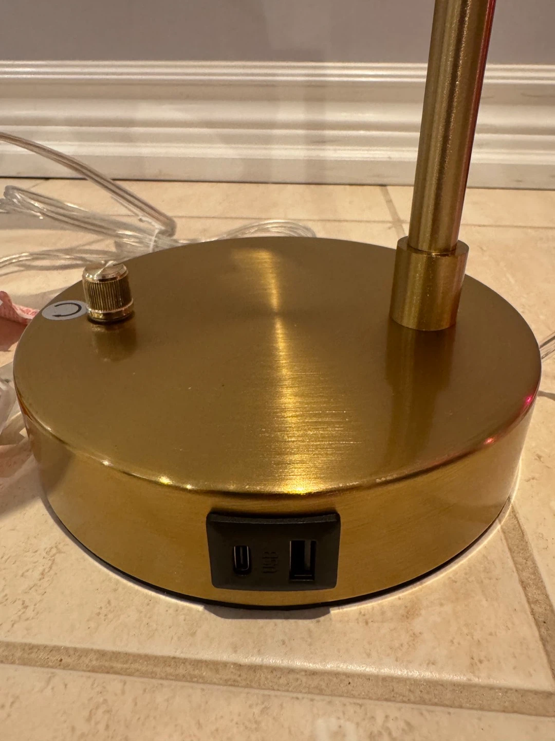 Pair of Gold Desk Lamps with USB Ports - photo 3