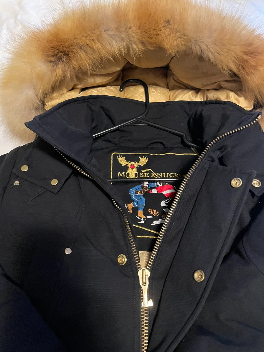 Moose Knuckles Black Down Parka with Fur Trim - photo 4