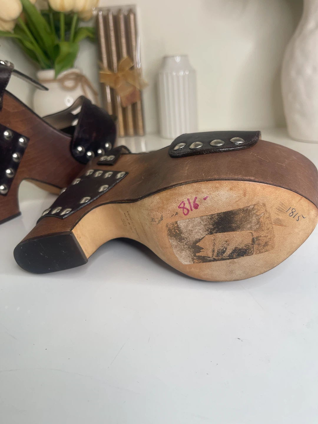 Roberto Cavalli Wooden Platform Sandals Size 36 - photo 4
