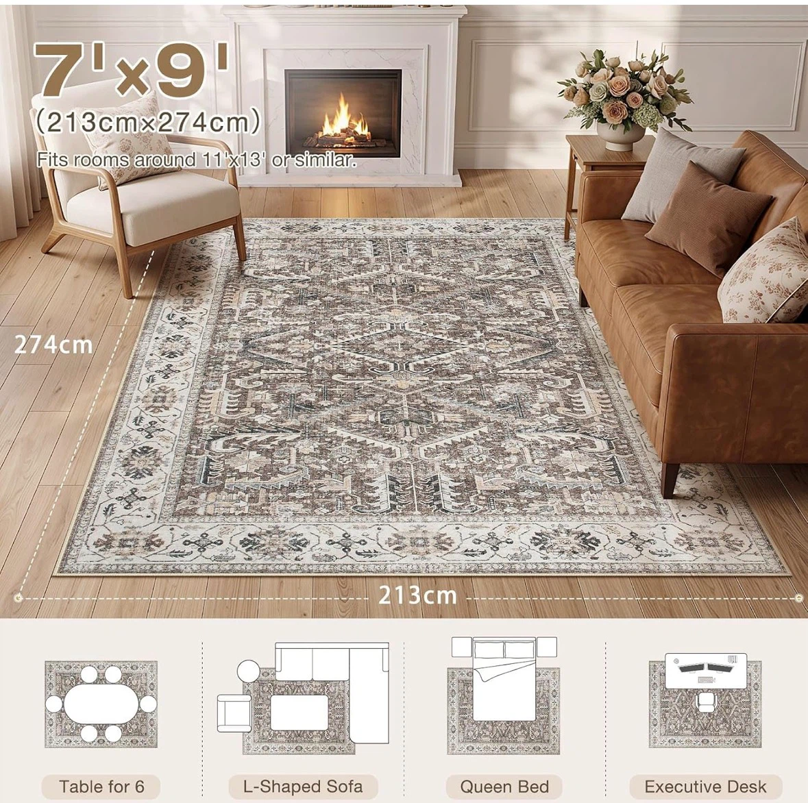 Oriental Style Area Rug 7x9 ft - photo 2