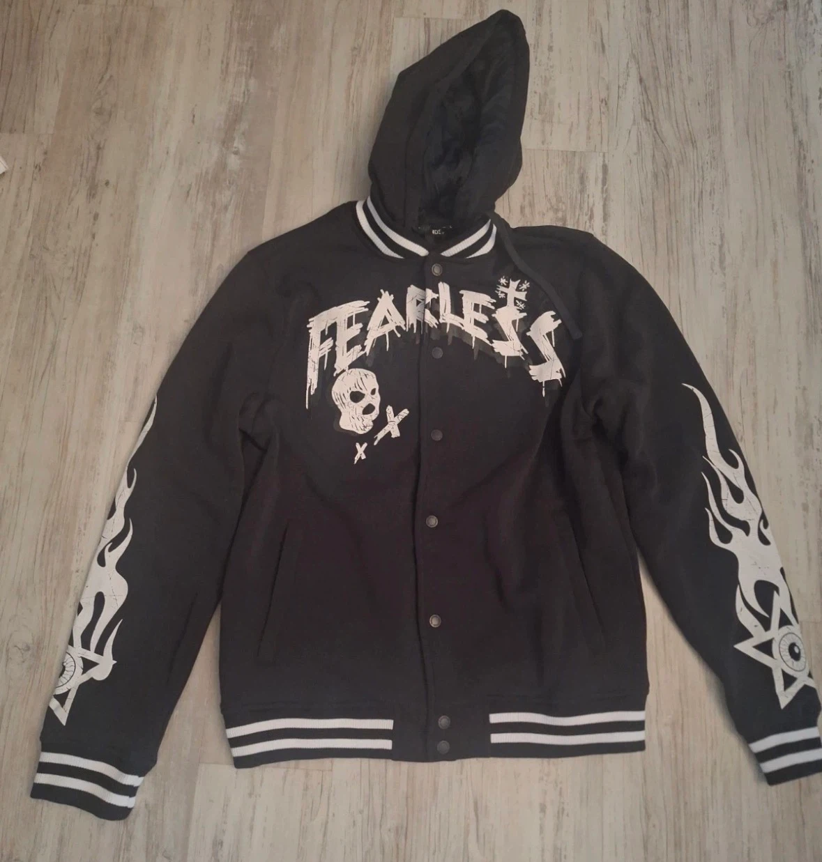 Rebel Mind Fearless Varsity Jacket with Skull Graphic - photo 2