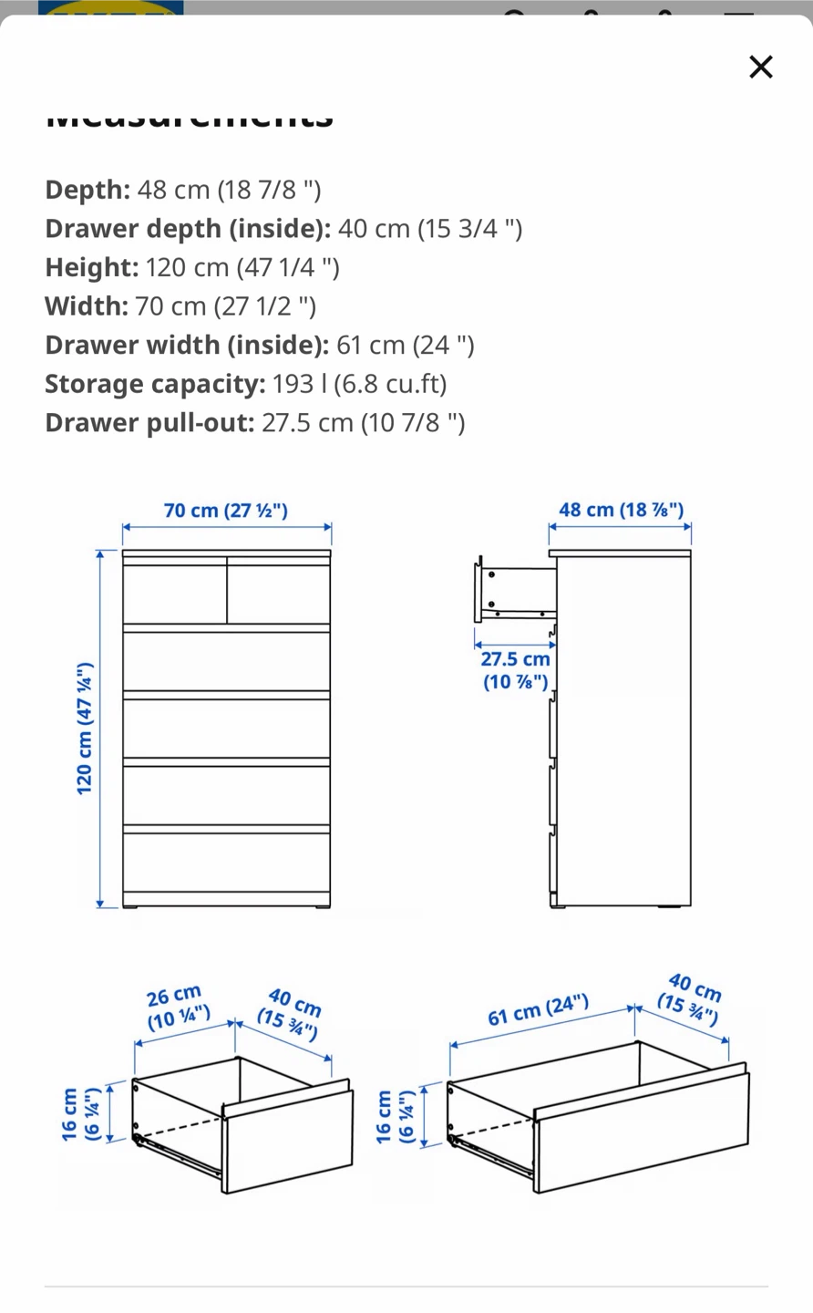 IKEA STORKLINTA 6-Drawer Chest