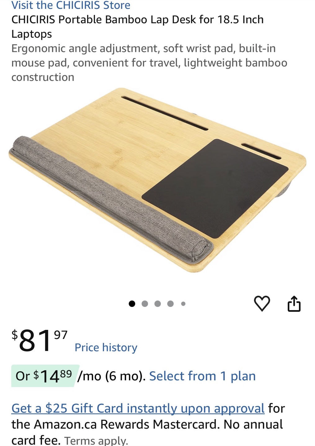 CHICIRIS Bamboo Lap Desk for 18.5 Inch Laptops