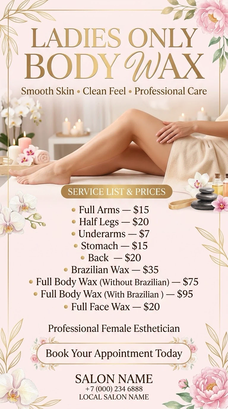 Ladies Only Body Wax Services Flyer