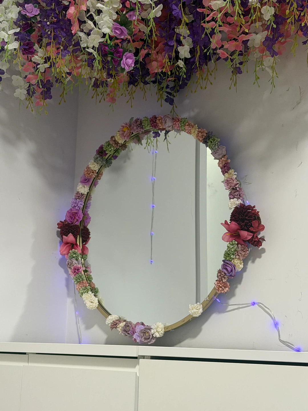 Oval Mirror with Floral Embellishments