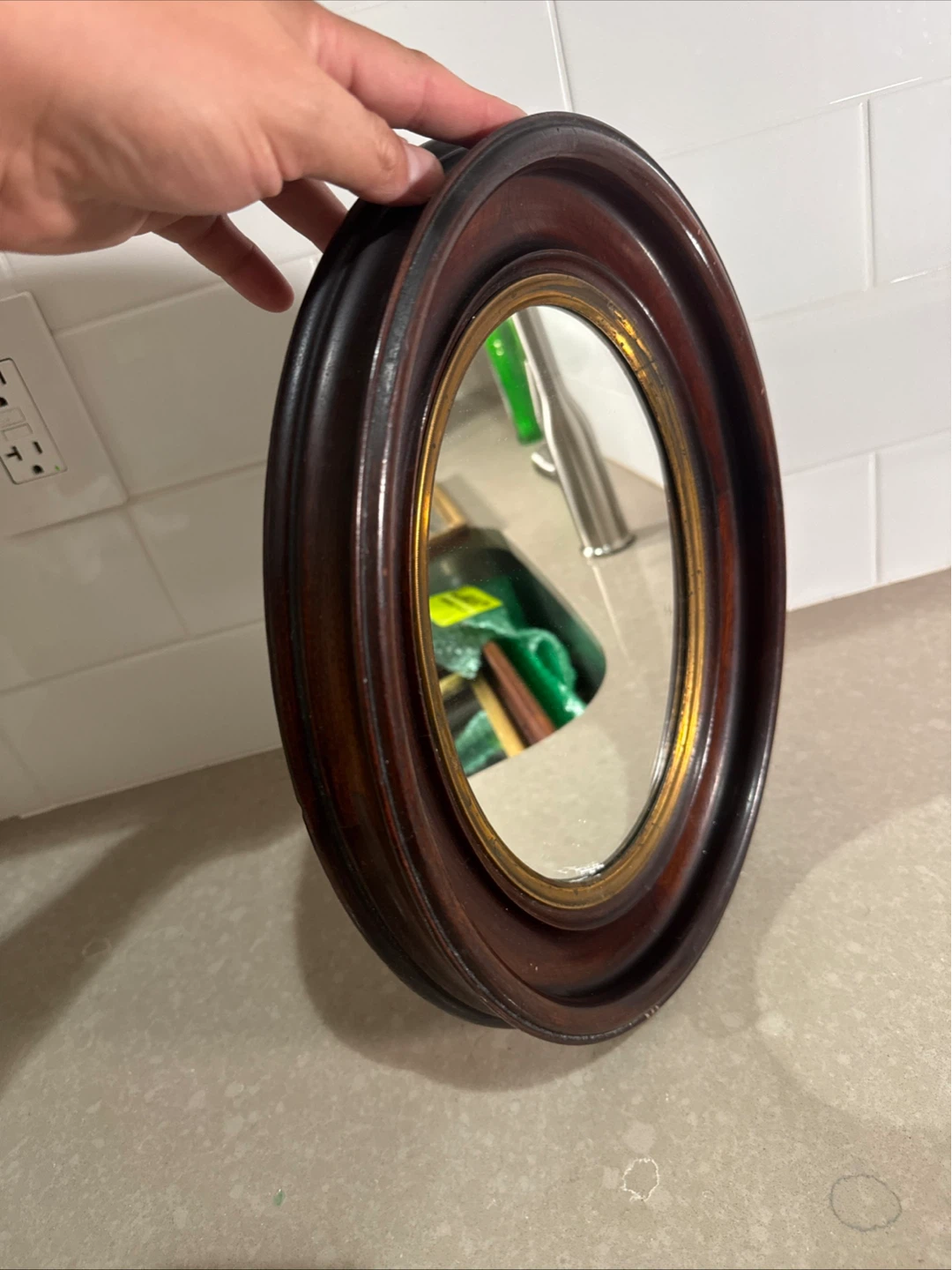 Mirror Glass Works Antique Victorian Walnut Framed Oval Display