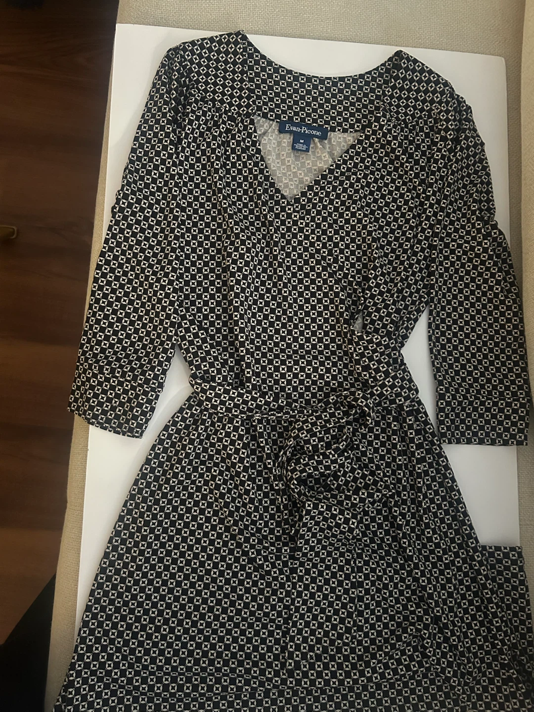 Evan-Picone Women's Black & White Print Dress Size M