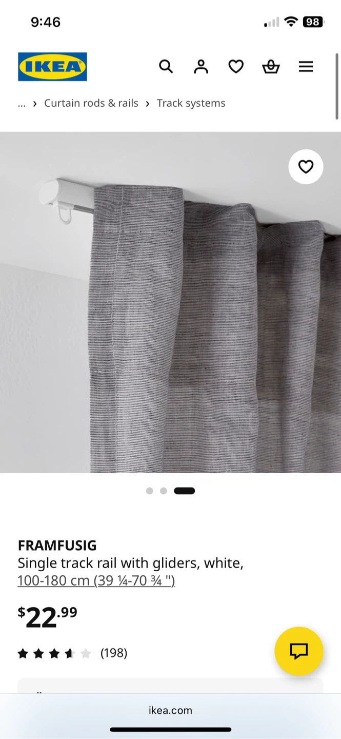 IKEA FRAMFUSIG Single Track Rail with Gliders