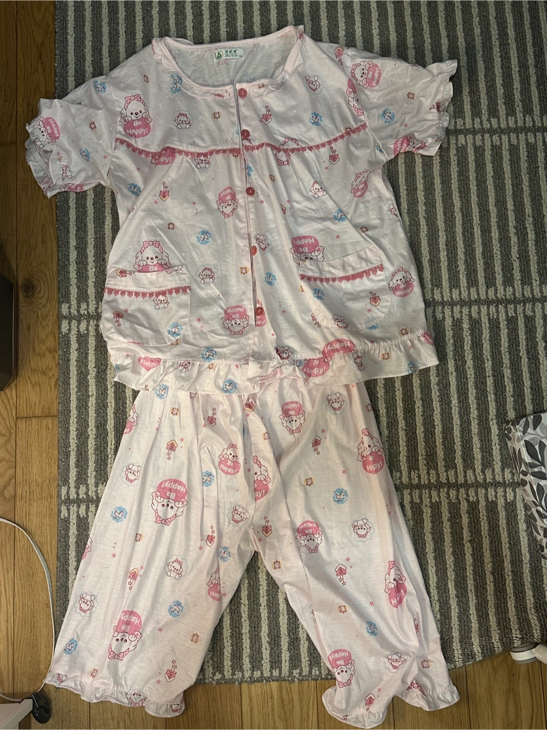 Pink Pyjama Set with Cute Animal Print