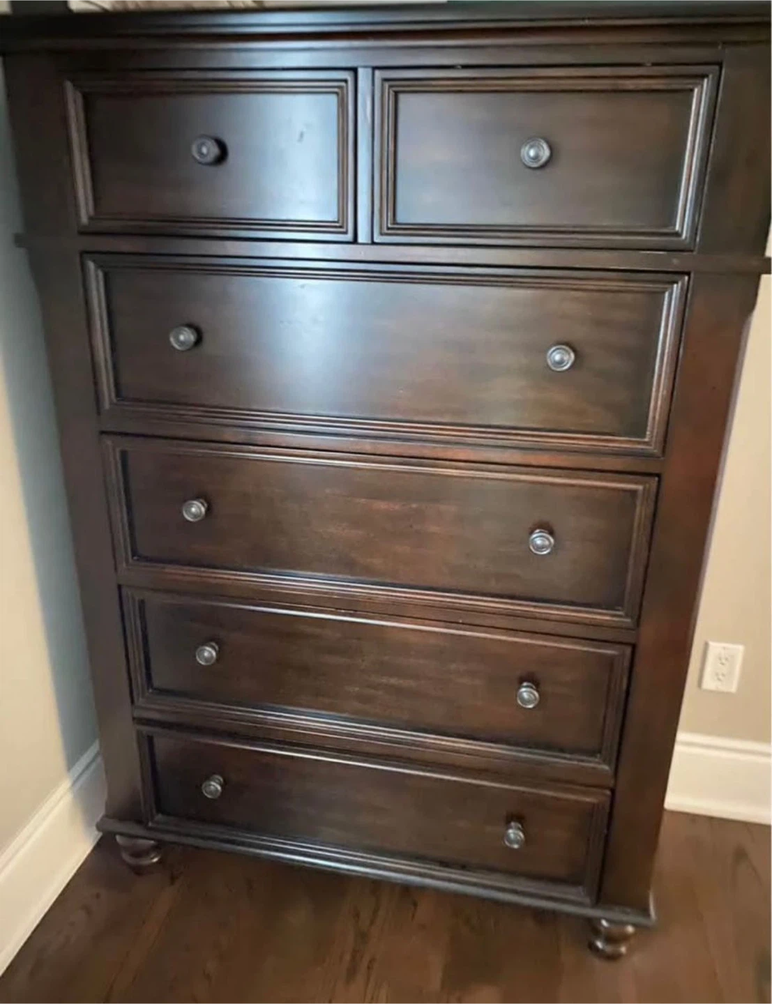 Dark Brown Six-Drawer Dresser