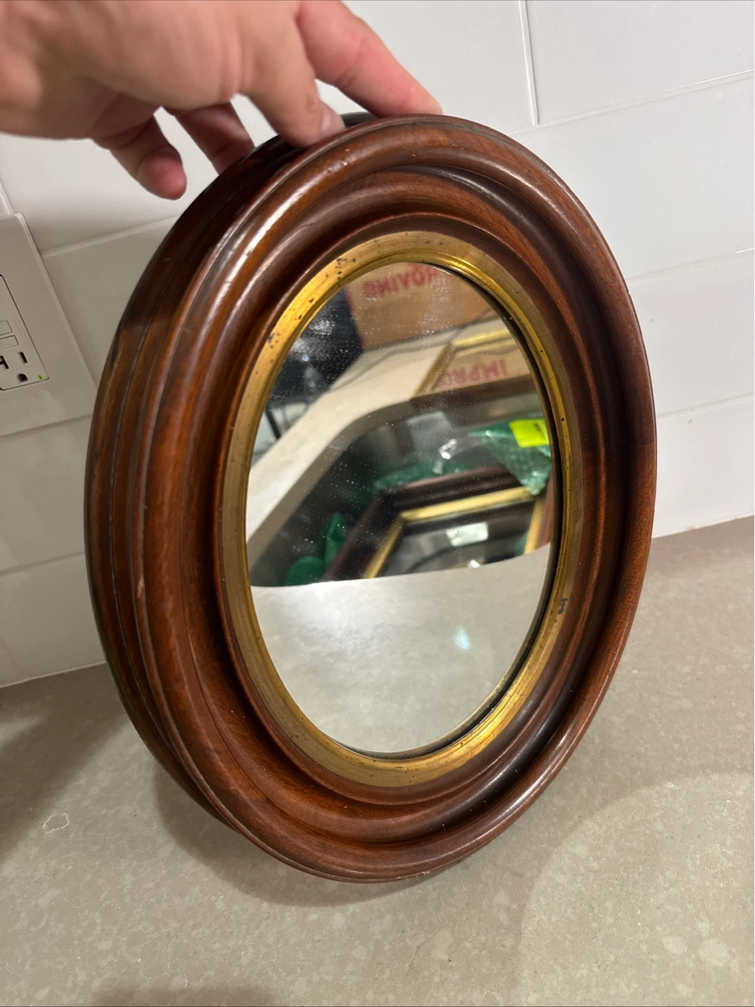 Mirror Glass Works Antique Victorian Walnut Framed Oval Display
